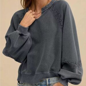 Aerie Dark Grey Sweatshirt with Lace Detail